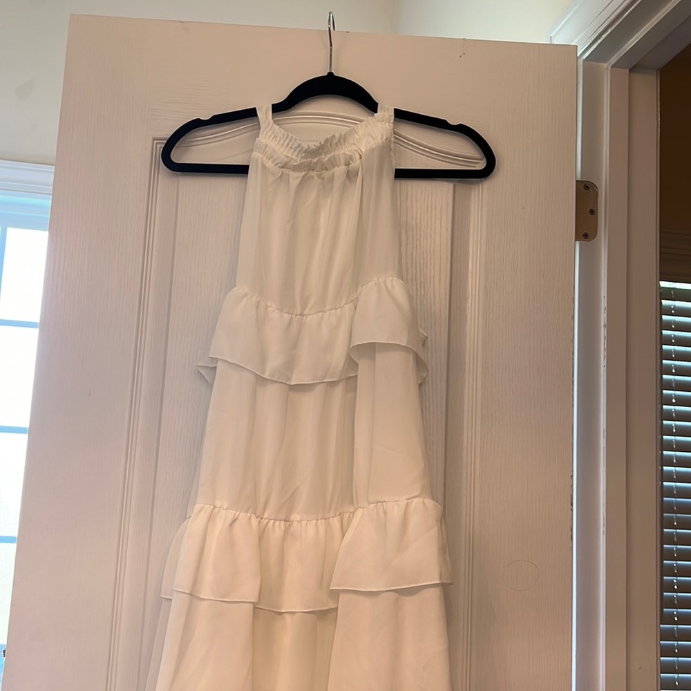 Halter three tiered white dress